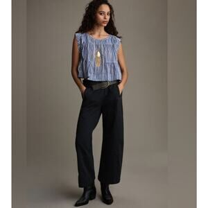 Anthropologie Pilcro Pants Womens XS Izzy Barrel Black Wide Leg Pull On Relaxed